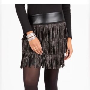Berek Black Fringe It Skirt Size S NWT